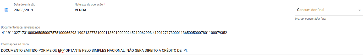 Informações de emissão