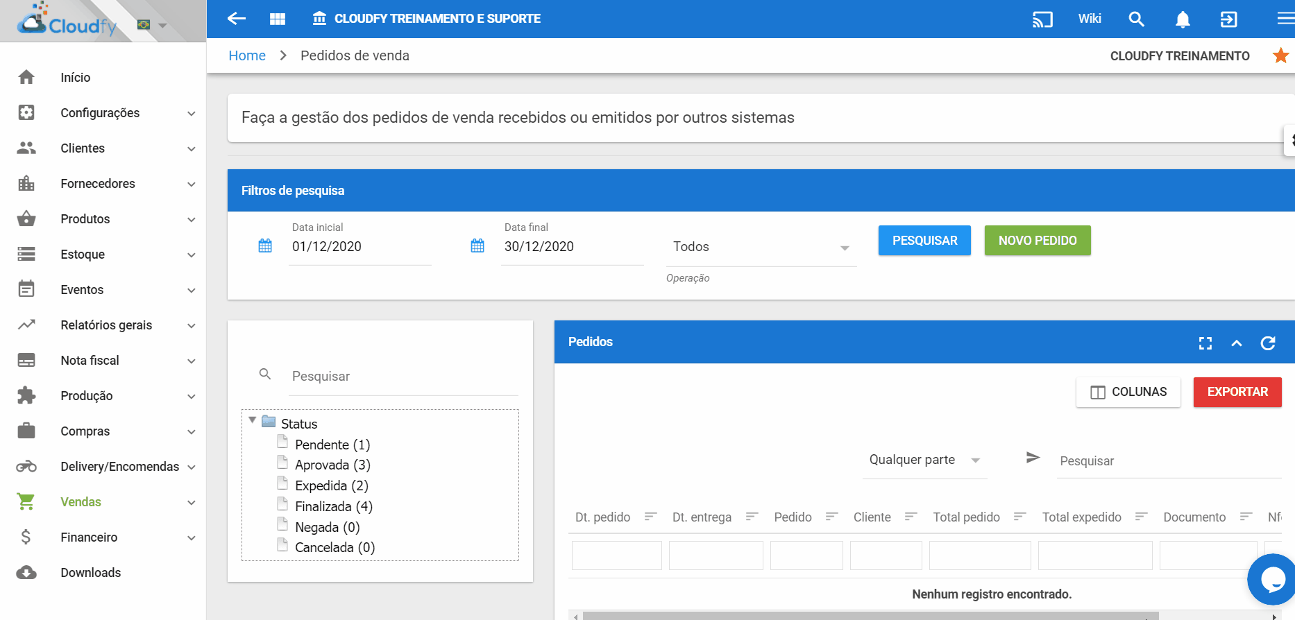 Menu Expedição